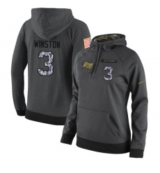 NFL Women's Nike Tampa Bay Buccaneers #3 Jameis Winston Stitched Black Anthracite Salute to Service Player Performance Hoodie