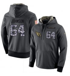 NFL Men Nike Arizona Cardinals #64 Dorian Johnson Stitched Black Anthracite Salute to Service Player Performance Hoodie
