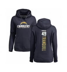 Football Women's Los Angeles Chargers #49 Drue Tranquill Navy Blue Backer Pullover Hoodie