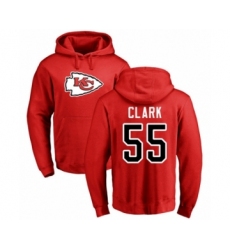 Football Kansas City Chiefs #55 Frank Clark Red Name & Number Logo Pullover Hoodie