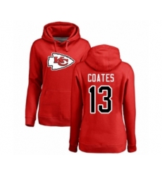 Football Women's Kansas City Chiefs #13 Sammie Coates Red Name & Number Logo Pullover Hoodie