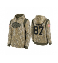 Men's Kansas City Chiefs #87 Travis Kelce Camo 2021 Salute To Service Therma Performance Pullover Football Hoodie