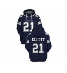 Men's Dallas Cowboys #21 Ezekiel Elliott 2021 Blue Pullover Football Hoodie