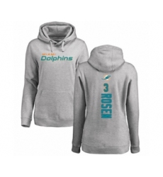 Football Women's Miami Dolphins #3 Josh Rosen Ash Backer Pullover Hoodie