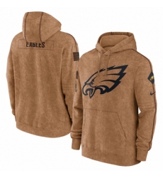 Men's Philadelphia Eagles Nike Brown 2023 Salute To Service Club Pullover Hoodie