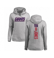 Football Women's New York Giants #8 Daniel Jones Ash Backer Pullover Hoodie