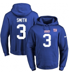 NFL Men's Nike New York Giants #3 Geno Smith Royal Blue Name & Number Pullover Hoodie