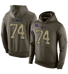 NFL Nike New York Giants #74 Ereck Flowers Green Salute To Service Men's Pullover Hoodie