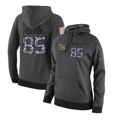 NFL Women's Nike New York Giants #85 Rhett Ellison Stitched Black Anthracite Salute to Service Player Performance Hoodie