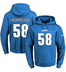 NFL Men's Nike Detroit Lions #58 Paul Worrilow Blue Name & Number Pullover Hoodie