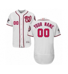 Men's Washington Nationals Customized White Home Flex Base Authentic Collection 2019 World Series Champions Baseball Jersey