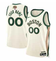 Men's Boston Celtics Active Player Custom Cream 2024 Finals City Edition Stitched Basketball Jersey