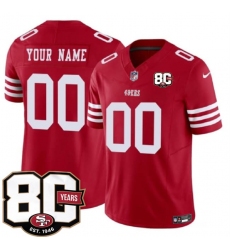 Men's San Francisco 49ers Active Player Custom Red 80th Anniversary Patch 2026 F.U.S.E. Vapor Untouchable Limited Football Stitched Jersey