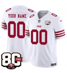Men's San Francisco 49ers Active Player Custom White 80th Anniversary Patch 2026 F.U.S.E. Vapor Untouchable Limited Football Stitched Jersey