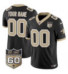 Men's New Orleans Saints Active Player Custom Black F.U.S.E. 60th Anniversary Patch Vapor Limited Football Stitched Jersey