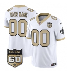Men's New Orleans Saints Active Player Custom White F.U.S.E. 60th Anniversary Patch Vapor Limited Football Stitched Jersey