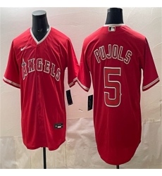 Men's Los Angeles Angels #5 Albert Pujols Red Stitched Baseball Jersey