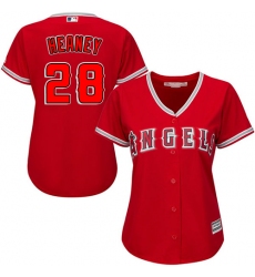 Women's Majestic Los Angeles Angels of Anaheim #28 Andrew Heaney Replica Red Alternate MLB Jersey