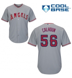 Youth Majestic Los Angeles Angels of Anaheim #56 Kole Calhoun Authentic Grey Road Cool Base MLB Jersey