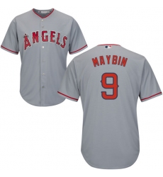 Men's Majestic Los Angeles Angels of Anaheim #9 Cameron Maybin Replica Grey Road Cool Base MLB Jersey
