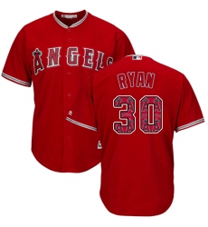 Men's Majestic Los Angeles Angels of Anaheim #30 Nolan Ryan Authentic Red Team Logo Fashion Cool Base MLB Jersey