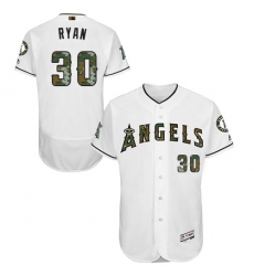 Men's Majestic Los Angeles Angels of Anaheim #30 Nolan Ryan Authentic White 2016 Memorial Day Fashion Flex Base MLB Jersey
