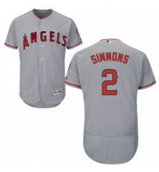 Men's Majestic Los Angeles Angels of Anaheim #2 Andrelton Simmons Grey Road Flex Base Authentic Collection MLB Jersey