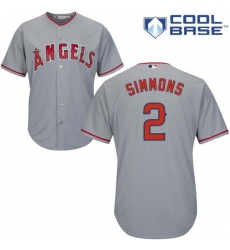 Youth Majestic Los Angeles Angels of Anaheim #2 Andrelton Simmons Authentic Grey Road Cool Base MLB Jersey
