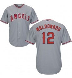 Youth Majestic Los Angeles Angels of Anaheim #12 Martin Maldonado Replica Grey Road Cool Base MLB Jersey