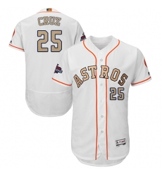 Men's Majestic Houston Astros #25 Jose Cruz Jr. White 2018 Gold Program Flex Base Authentic Collection MLB Jersey