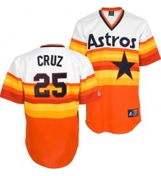 Men's Mitchell and Ness Houston Astros #25 Jose Cruz Jr. Authentic White/Orange Throwback MLB Jersey
