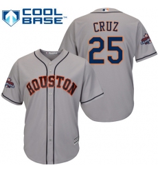 Youth Majestic Houston Astros #25 Jose Cruz Jr. Authentic Grey Road 2017 World Series Champions Cool Base MLB Jersey