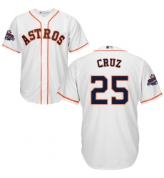 Youth Majestic Houston Astros #25 Jose Cruz Jr. Authentic White Home 2017 World Series Champions Cool Base MLB Jersey