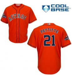 Men's Majestic Houston Astros #21 Andy Pettitte Replica Orange Alternate 2017 World Series Champions Cool Base MLB Jersey