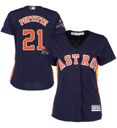 Women's Majestic Houston Astros #21 Andy Pettitte Authentic Navy Blue Alternate 2017 World Series Champions Cool Base MLB Jersey