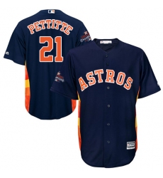 Youth Majestic Houston Astros #21 Andy Pettitte Authentic Navy Blue Alternate 2017 World Series Champions Cool Base MLB Jersey