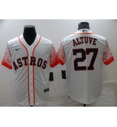 Men's Houston Astros #27 Jose Altuve White Gradient Sleeves Stitched Baseball Jersey