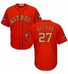 Men's Majestic Houston Astros #27 Jose Altuve Replica Orange Alternate 2018 Gold Program Cool Base MLB Jersey