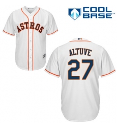 Youth Majestic Houston Astros #27 Jose Altuve Authentic White Home Cool Base MLB Jersey