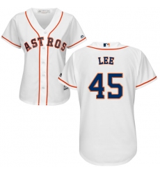 Women's Majestic Houston Astros #45 Carlos Lee Authentic White Home Cool Base MLB Jersey