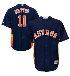 Men's Majestic Houston Astros #11 Evan Gattis Replica Navy Blue Alternate Cool Base MLB Jersey