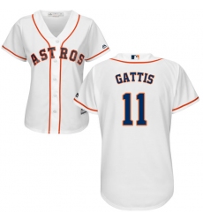 Women's Majestic Houston Astros #11 Evan Gattis Replica White Home Cool Base MLB Jersey