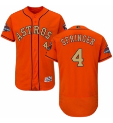 Men's Majestic Houston Astros #4 George Springer Orange Alternate 2018 Gold Program Flex Base Authentic Collection MLB Jersey