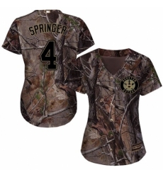 Women's Majestic Houston Astros #4 George Springer Authentic Camo Realtree Collection Flex Base MLB Jersey