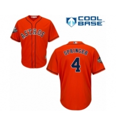 Youth Houston Astros #4 George Springer Authentic Orange Alternate Cool Base 2019 World Series Bound Baseball Jersey