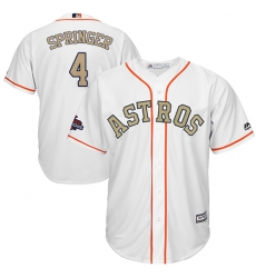 Youth Majestic Houston Astros #4 George Springer Authentic White 2018 Gold Program Cool Base MLB Jersey