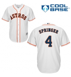 Youth Majestic Houston Astros #4 George Springer Authentic White Home Cool Base MLB Jersey