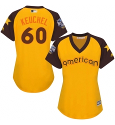 Women's Majestic Houston Astros #60 Dallas Keuchel Authentic Yellow 2016 All-Star American League BP Cool Base MLB Jersey