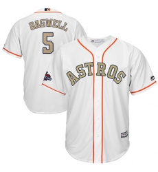 Men's Majestic Houston Astros #5 Jeff Bagwell Replica White 2018 Gold Program Cool Base MLB Jersey