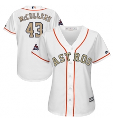 Women's Majestic Houston Astros #43 Lance McCullers Authentic White 2018 Gold Program Cool Base MLB Jersey